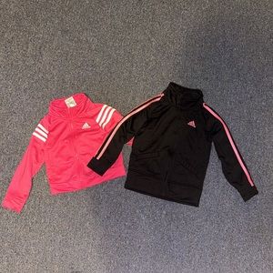 Toddler Girls 2T & 4T Adidas Jackets Zip up Athletic Coats Matching Set